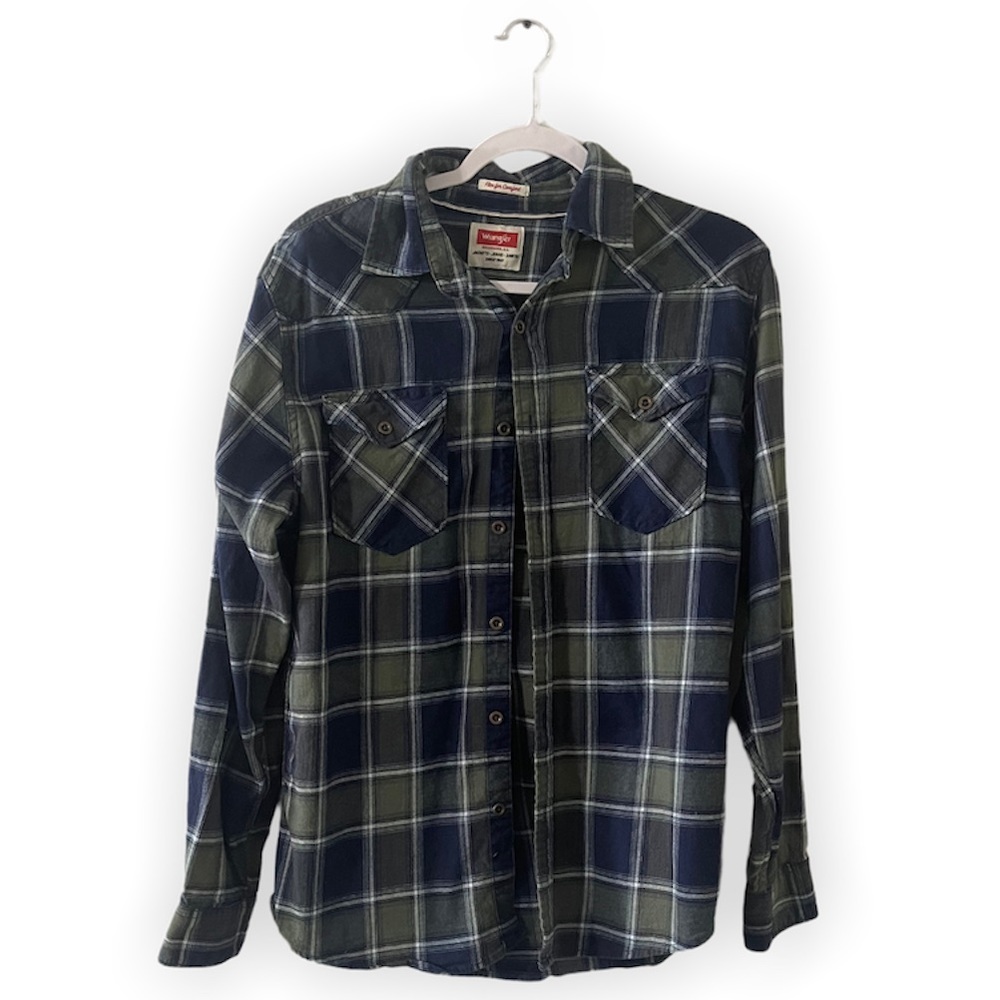 Wrangler Plain Button Down Shirt Mens Size Medium